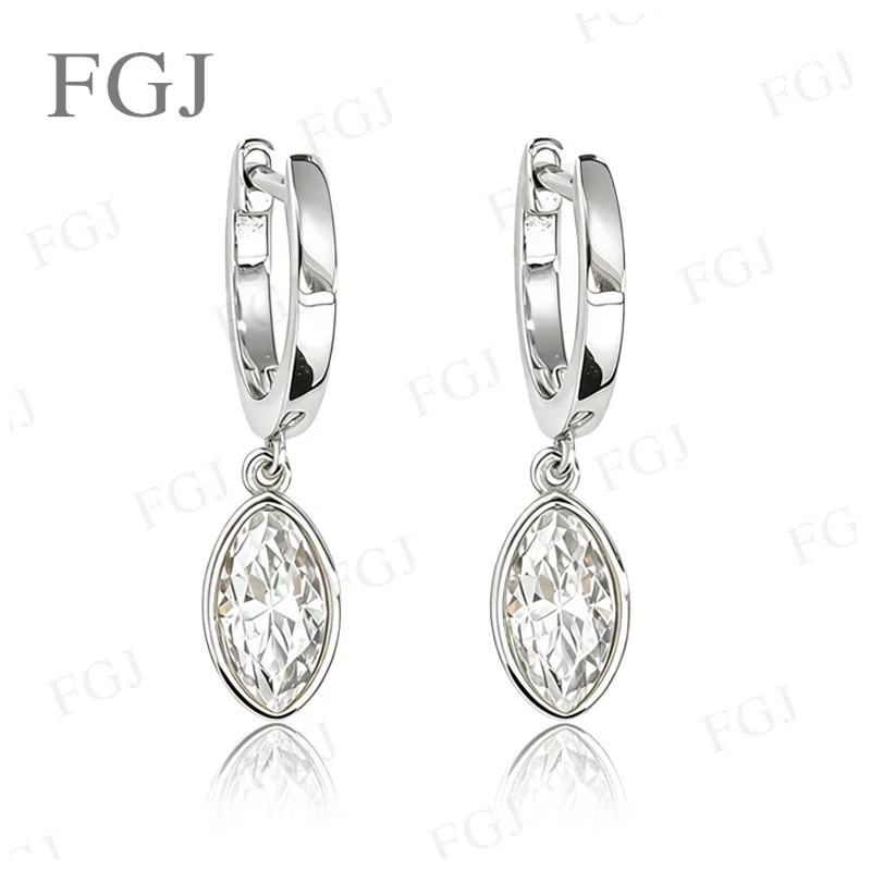 Damen-Ohrringe, Marquise-Diamant, Moissanit, 925er Sterlingsilber, Ohrstecker, Farbe D, VVS1-Klarheit, edler Schmuck, Geburtstagsgeschenk – Detail 3