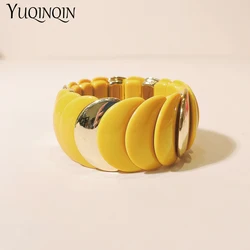 New Vintage Wide Link Beads Bangles Resin Chain Adjustable Bracelet Bangles For Women Charm Trending Jewelry Colorful Party Gift