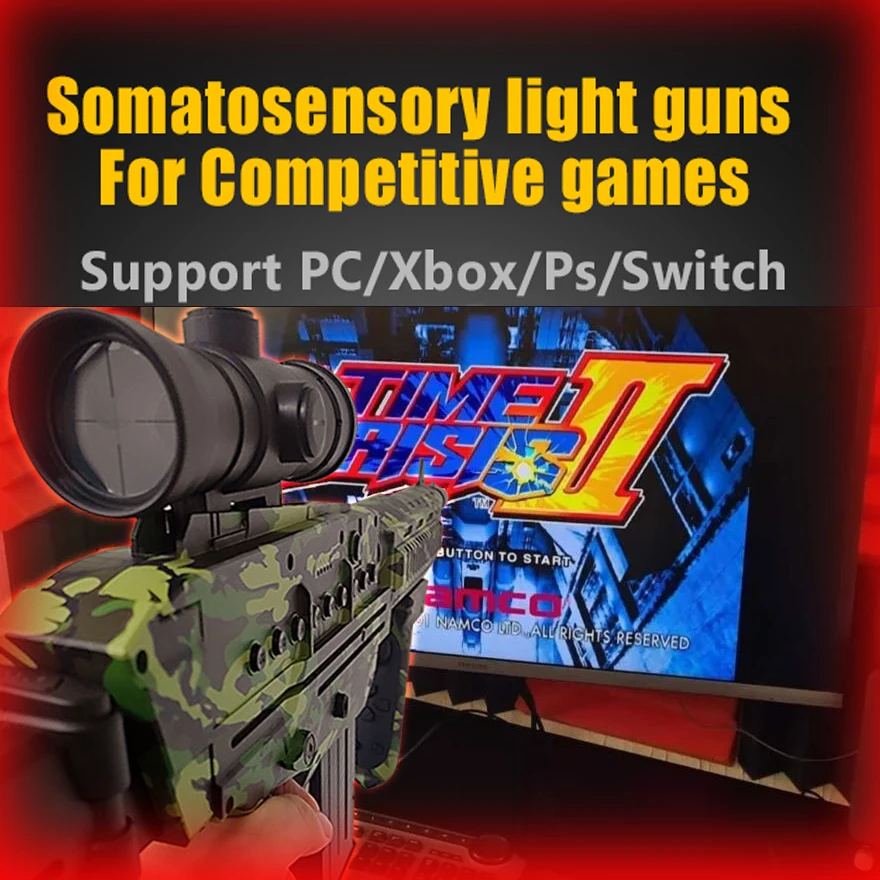 Online or simulator Lightgun Somatosensory Game Controller with Scope for Switch PS5 PS4 XBOX PC PUBG COD Overwatch etc.