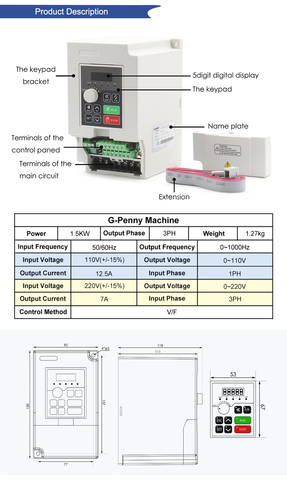 G-Penny 1,5 kW 110 V/220 V wassergekühlter CNC-Spindelmotor-Kit ER11 65 mm 4 Lager & Inverter & Halterung Gravierfräser-Zubehör – Detail 7