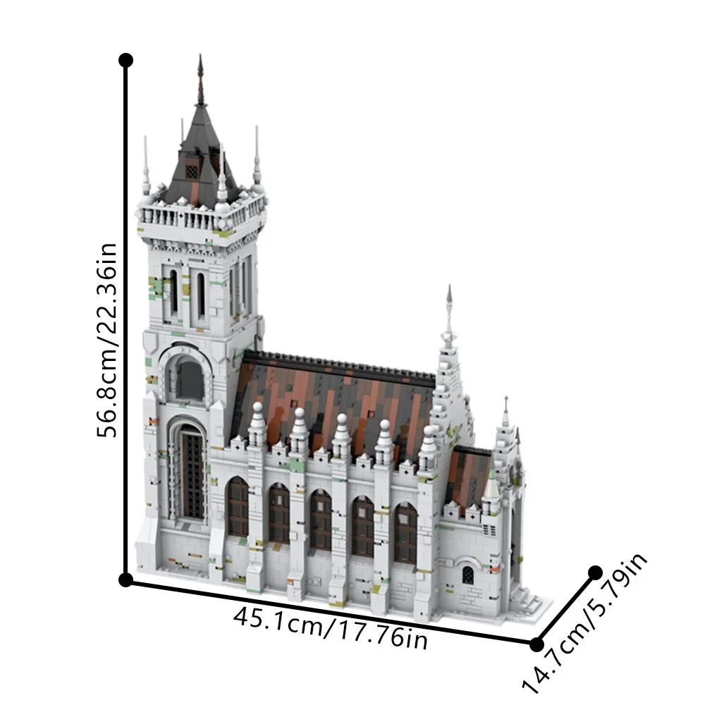Gobricks MOC Middeleeuwse Retro Gothic Kerk Bouwstenen Model Gotische Kathedraal Gevel Bakstenen DIY Gemonteerd Speelgoed Verzamel Cadeau