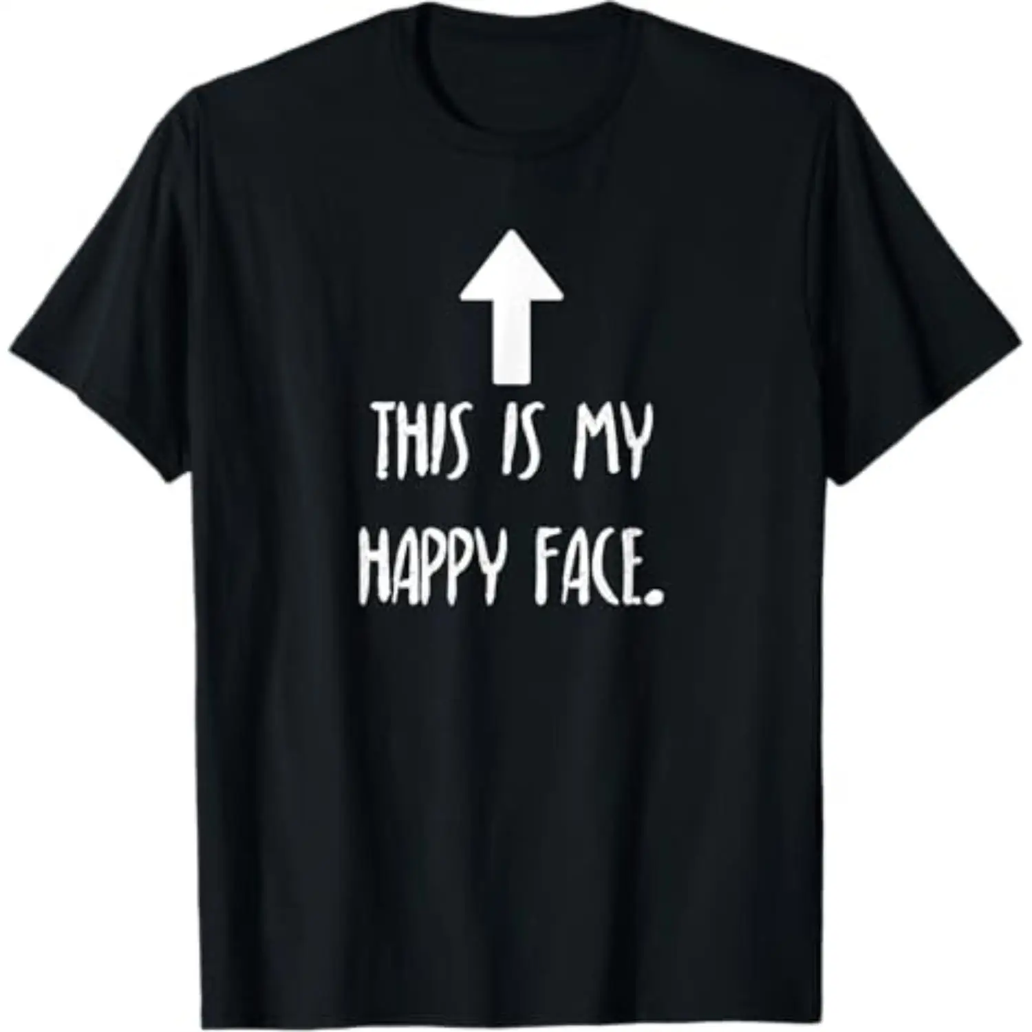

Women's Funny T-Shirt "This Is My Happy Face" Sarcastic Humor Tee Introvert Gift Cool Expression Graphic Top