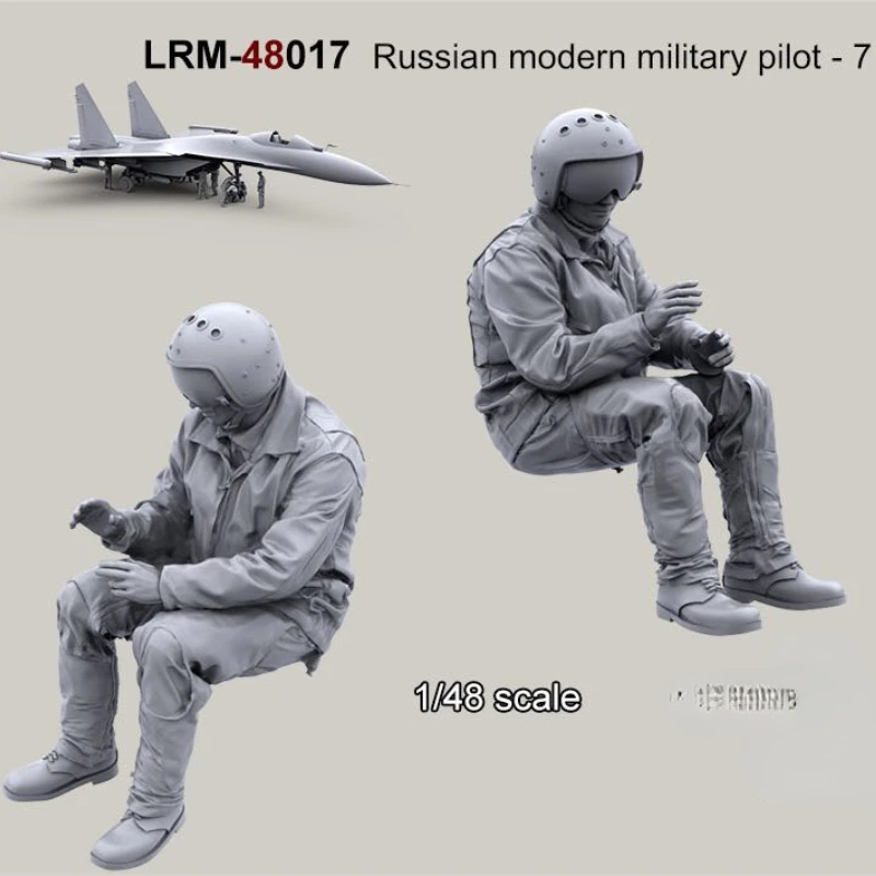 Die-cast 1/48 scale modern Russian military pilot-7 (excluding aircraft) micro-scene with self-assembled unpainted GK hobby toys