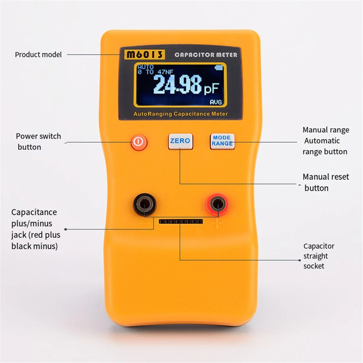 Misuratore di condensatori M6013 0,01pF - 470mF Tester di circuito del condensatore di resistenza della capacità di misurazione professionale