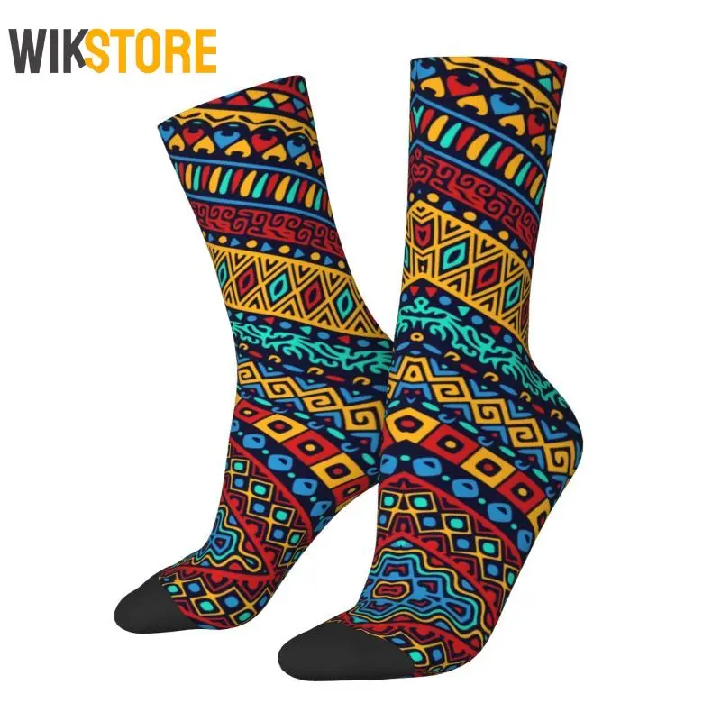 

Cute Mens Colorful African Tribal Dress Sock Unisex Comfortable Africa Ankara Print Crew Socks Breathable Basketball Socks