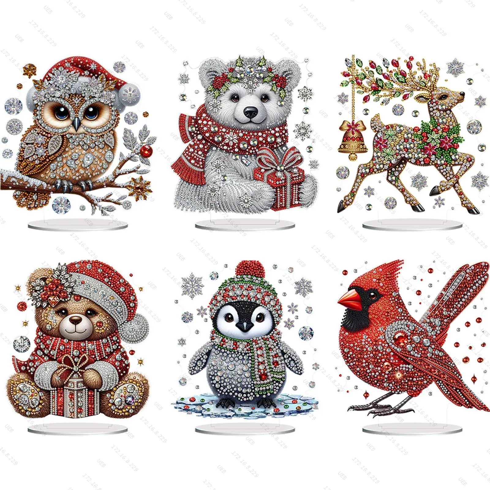 

2D Flat Print Animal DIY Double-Sided Printed Single-Side Drill Diamond Painting Tabletop Ornaments Kit Desktop Diamond Art Kits
