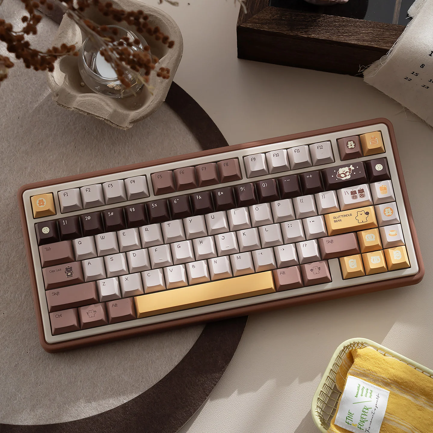 

Brown Bear Keycaps Cherry profile Dye-Sublimation PBT Keycaps Korean /English Keycaps Sets For MX Switches Mechanical Keyboard