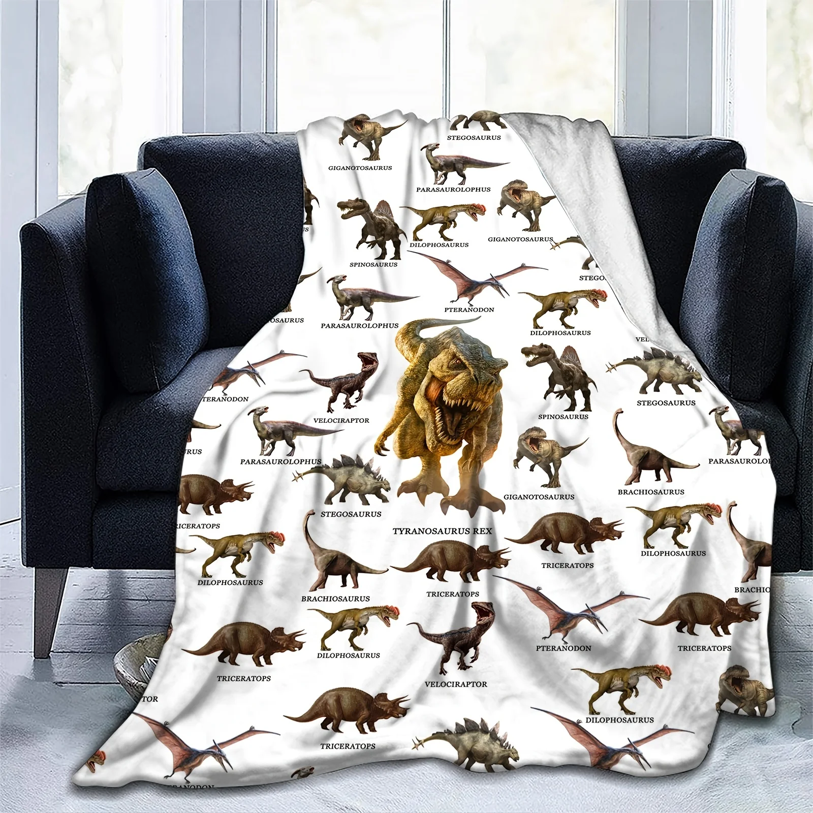 Dinosaur Blanket Soft Kid Baby Blanket Throw Dinosaur Pattern Lightweight Flannel Fleece Blanket for Bed Sofa Couch Camping