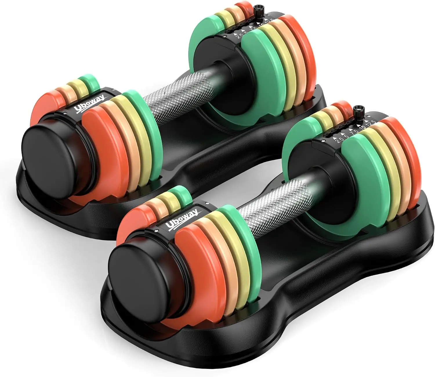 5-IN-1 5-IN-1 Adjustable Dumbbell Set, Pair 12.5LB/22.5LB Weight Set for Home Gym | rainbow-colored weight plates, anti-slip handle - Aliexpress Deal