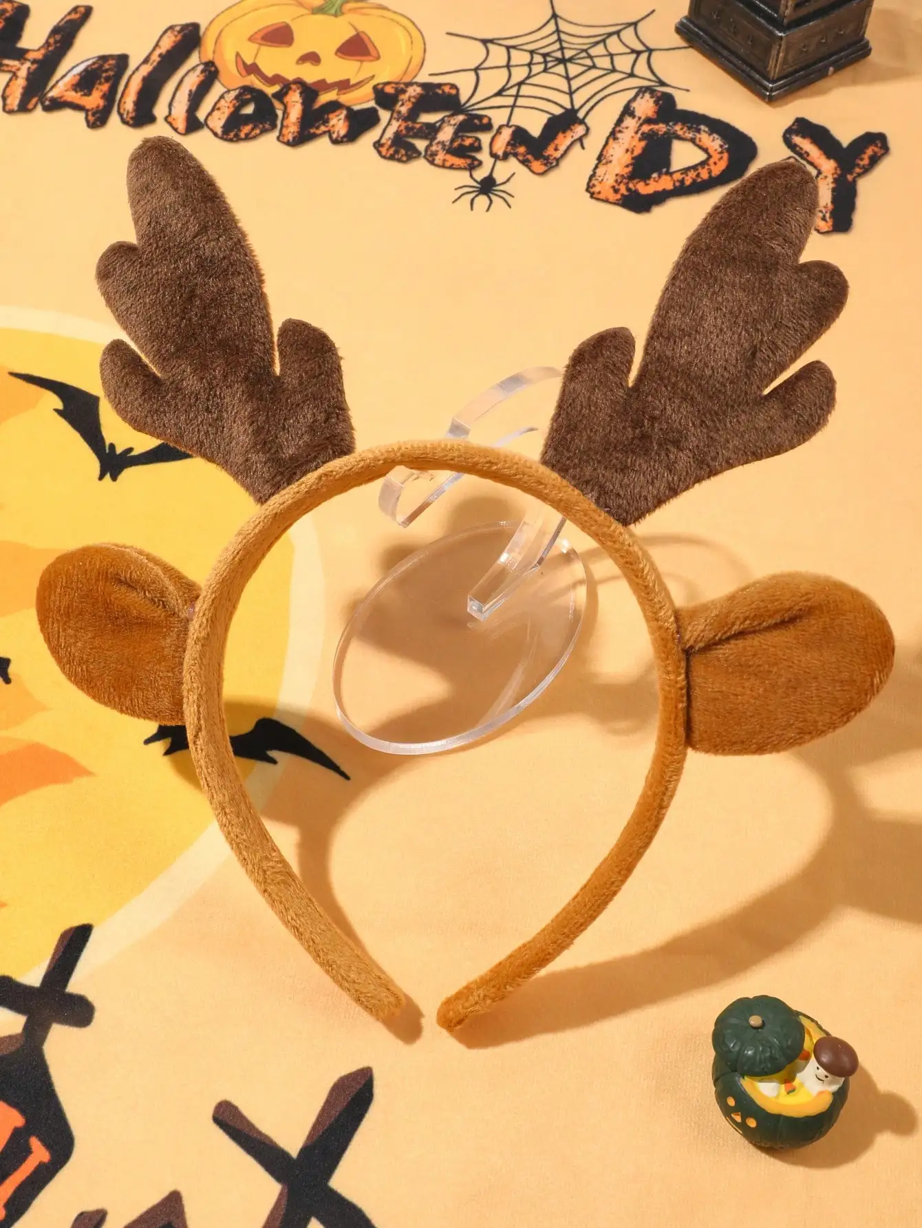 1pc Christmas Cute Orange Deer Ear & Antler Plush Photo Prop Hair Hoop, Holiday Costume Accessory, Hair Accessory ,Christmas Costumes Holiday Essential ,Hairband For Women Headband For Women Head Accessories sc25082611074710901