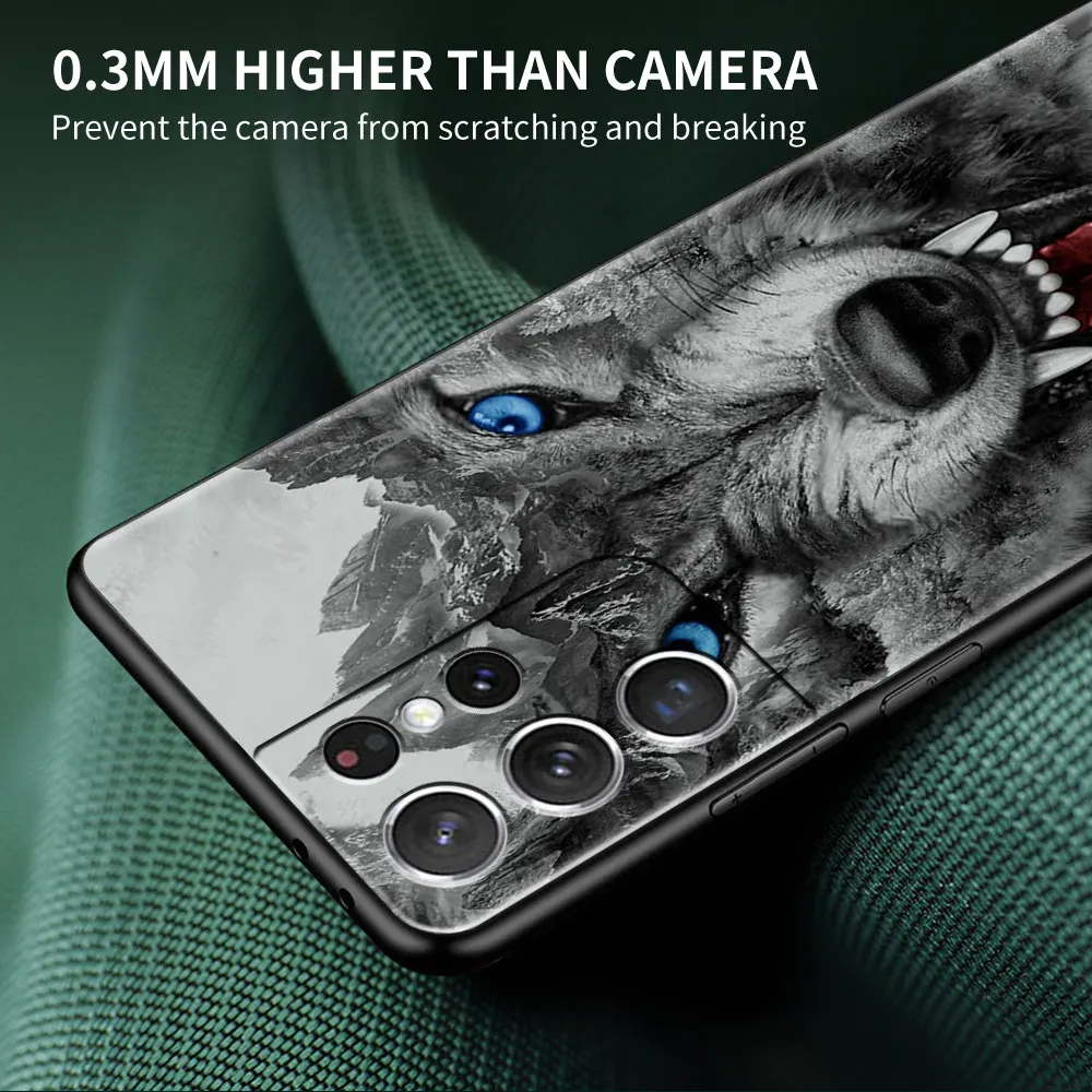 Wolf Lion Animal Case For Samsung Galaxy S24 S22 S21 S23 S20 FE S10 Plus Note 20 Ultra 10 Plus Soft Phone Shell Black Cover S24+