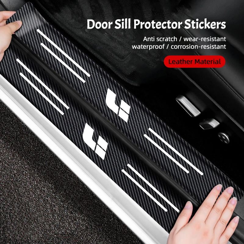 5Pc Car Carbon Fiber Stickers Door Sill Anti Scratch Protector Decals Accessories For Leading Ideal LiXiang L9 L8 L7 L6 ONE MEGA