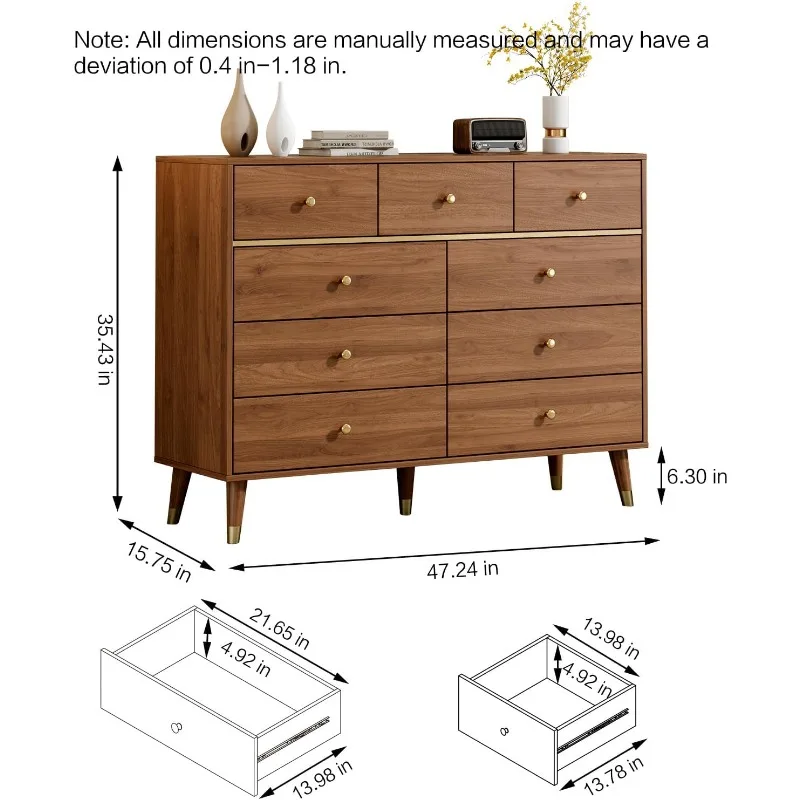 Cómoda de 9 cajones para dormitorio