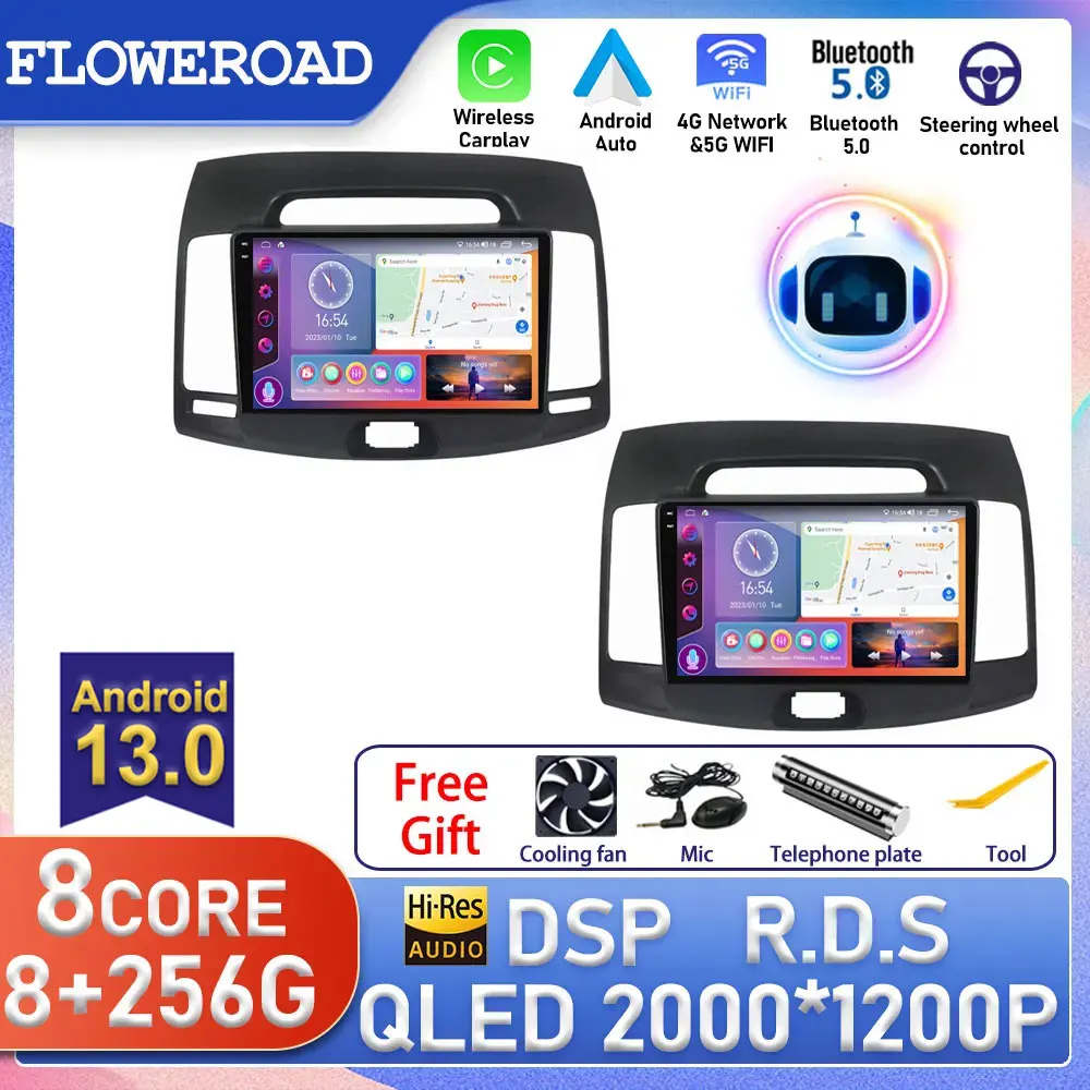 

9" Android For Hyundai Elantra 2006 - 2011 Car Radio Multimedia Video Player Navigation GPS Head Unit 4G+WiFi DSP 2din Monitor