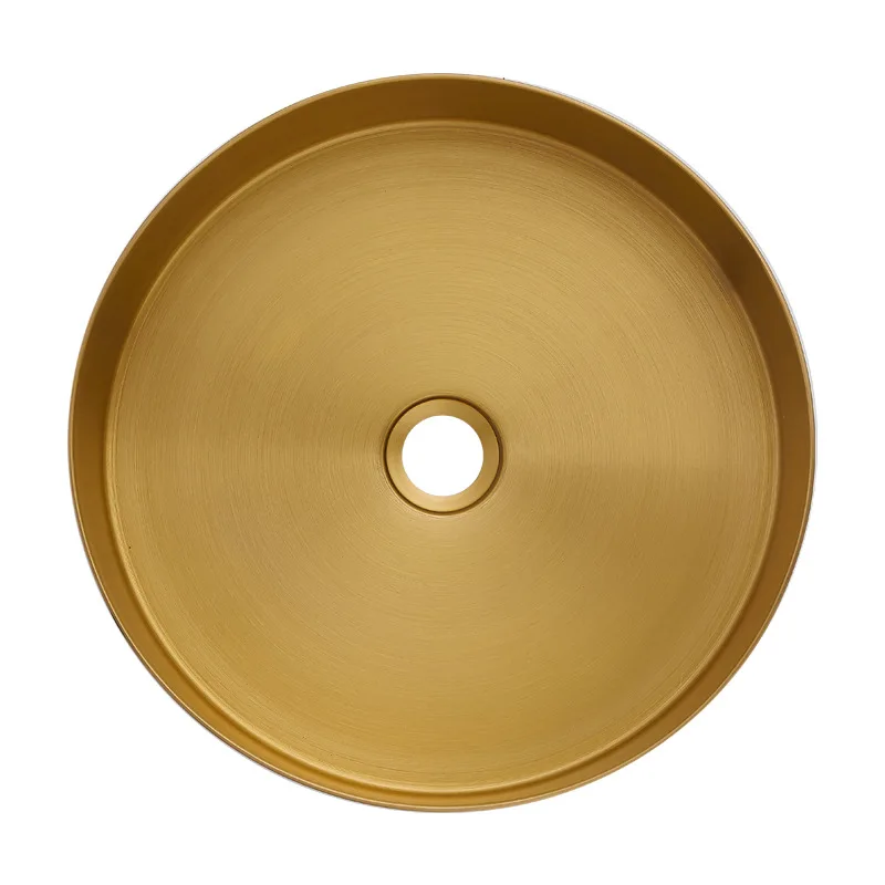 Golden counter basin 304 stainless steel thickened round hand wash basin Villa B & B Hotel KTV art basin
