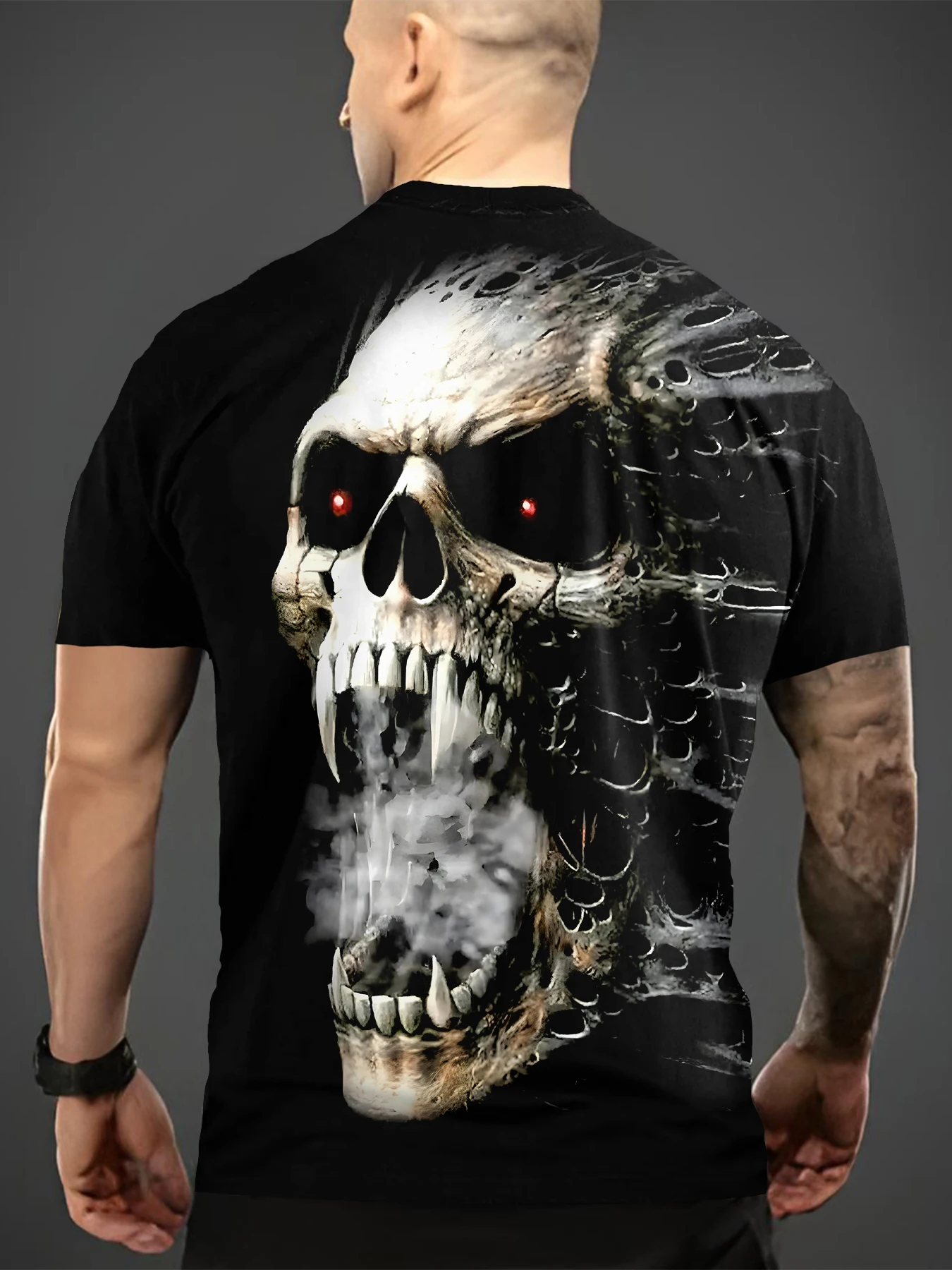 Vintage Horror Skull 3D Print Men\'s T-shirt Summer Classic Casual O Neck Short Sleeve Fashion Loose Oversized Tops Tee Shirt Men