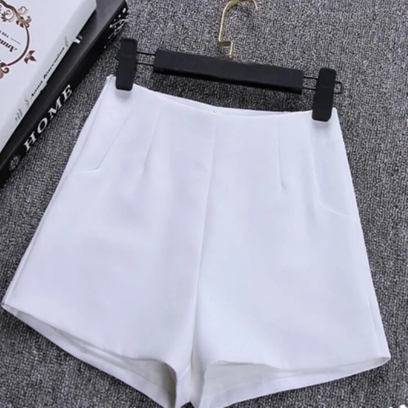 Pantalones cortos informales de cintura alta para mujer, Shorts holgados de pierna ancha, Color sólido, traje elegante, Verano