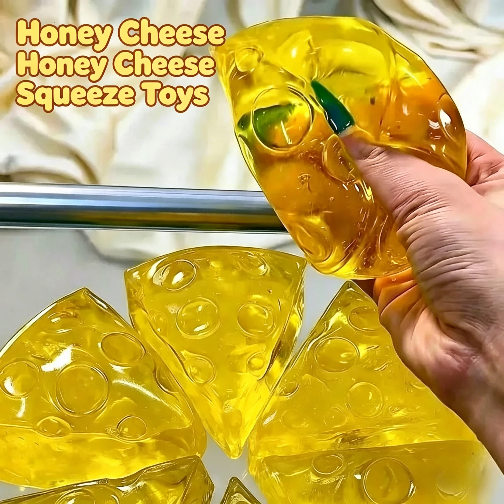 Juguete Blandito de Miel, Queso y Maltosa - Juguete Sensorial Antiestrés de Rebote Lento Tipo Mochi para Aliviar la Ansiedad en Adultos, Regalo
