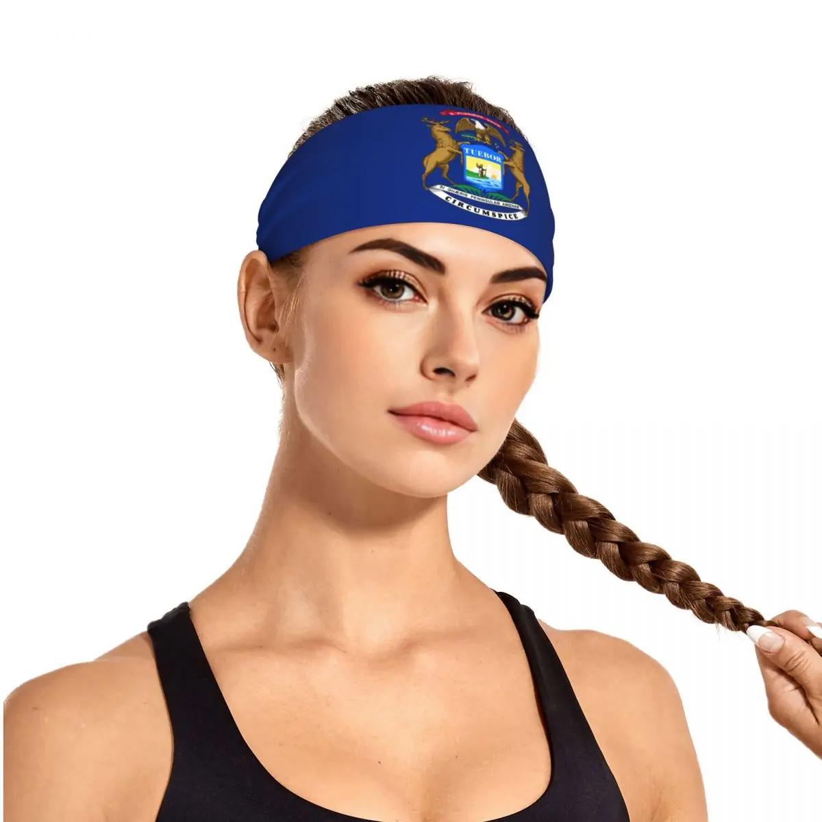 Sports Sweatband Breathable Headband Sweat Hair Head Band Flag Of Michigan Yoga Headband