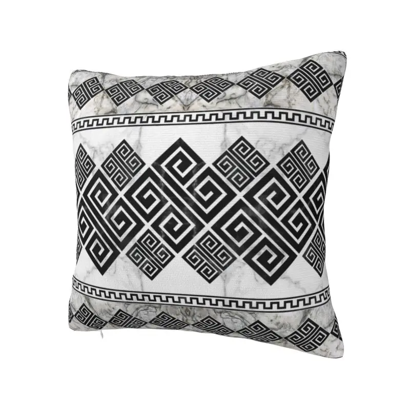 Greek Key Meander Throw Pillow Sofa Black and White Marble Luxury Cushion Cover Soft Pillowcase