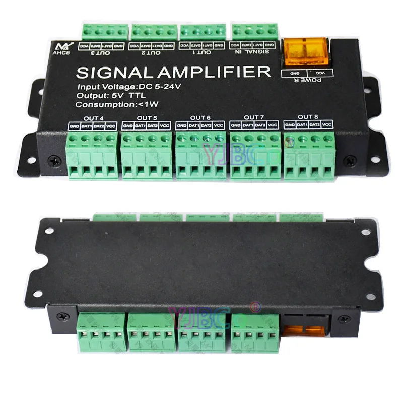 8-Channel Signal LED Amplifier For 2812B/WS2815/WS2813/WS2811 Pixel RGB Addressable LED Strip Light 5V TTL Output DC 5-24V