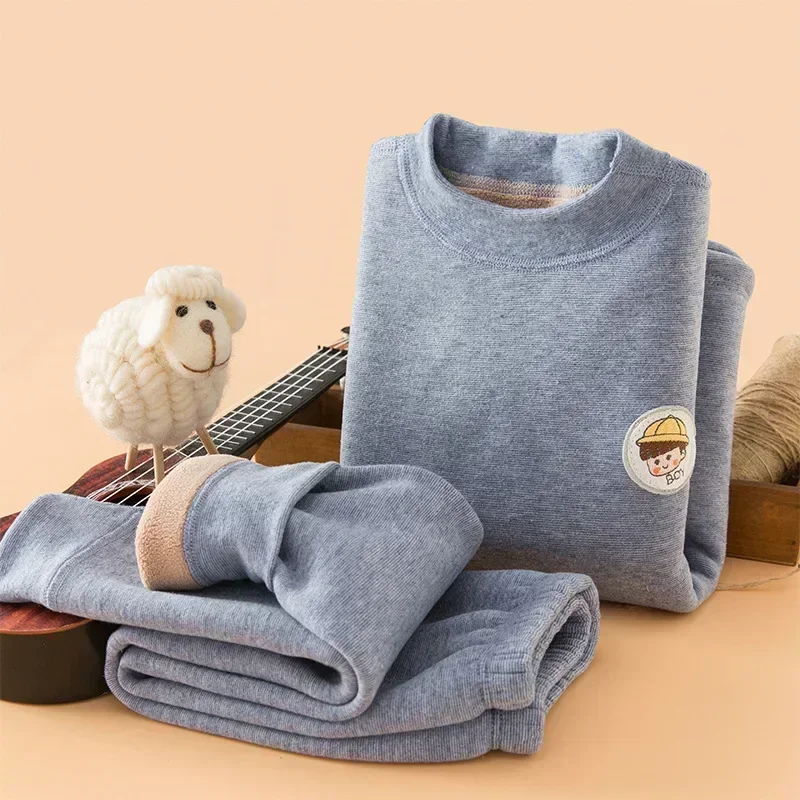 Children Underwear Thermal Set Winter Fleece Thick Girls Long Johns 2 To 14 Y Soft Teens Boys Loungewear 2-Pieces Kids Pajamas