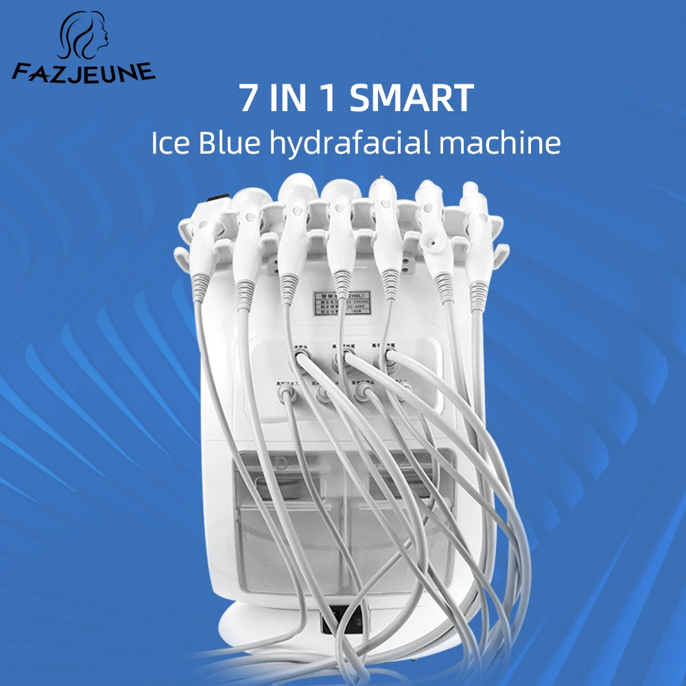 Профессиональный аппарат 7 в 1 Smart Ice Blue Plus, водородный кислород, маленькие пузырьки, гидродермабразия, омоложение, массажное устройство, спа