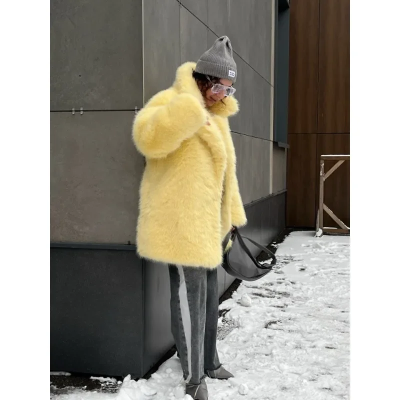 Women's Models Fall Winter Coat Faux Fur Faux Fox Fur Luxury Brand Simple Fashion Comfortable Soft Leisure Loose Environmental