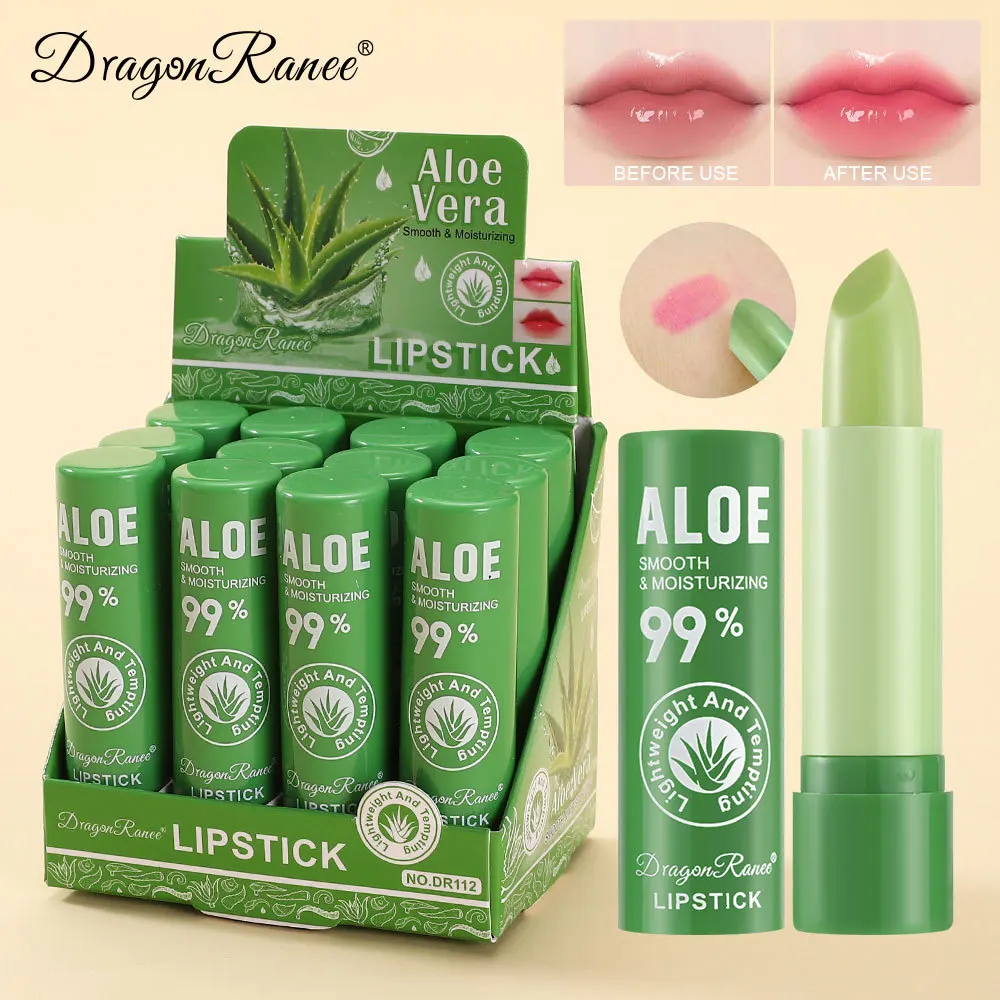 Natural Aloe Vera Moisturizing Lip Balm Color Changing Lipstick Lasting Nourishing Lipsticks Lips Care Korean Makeup Cosmetics