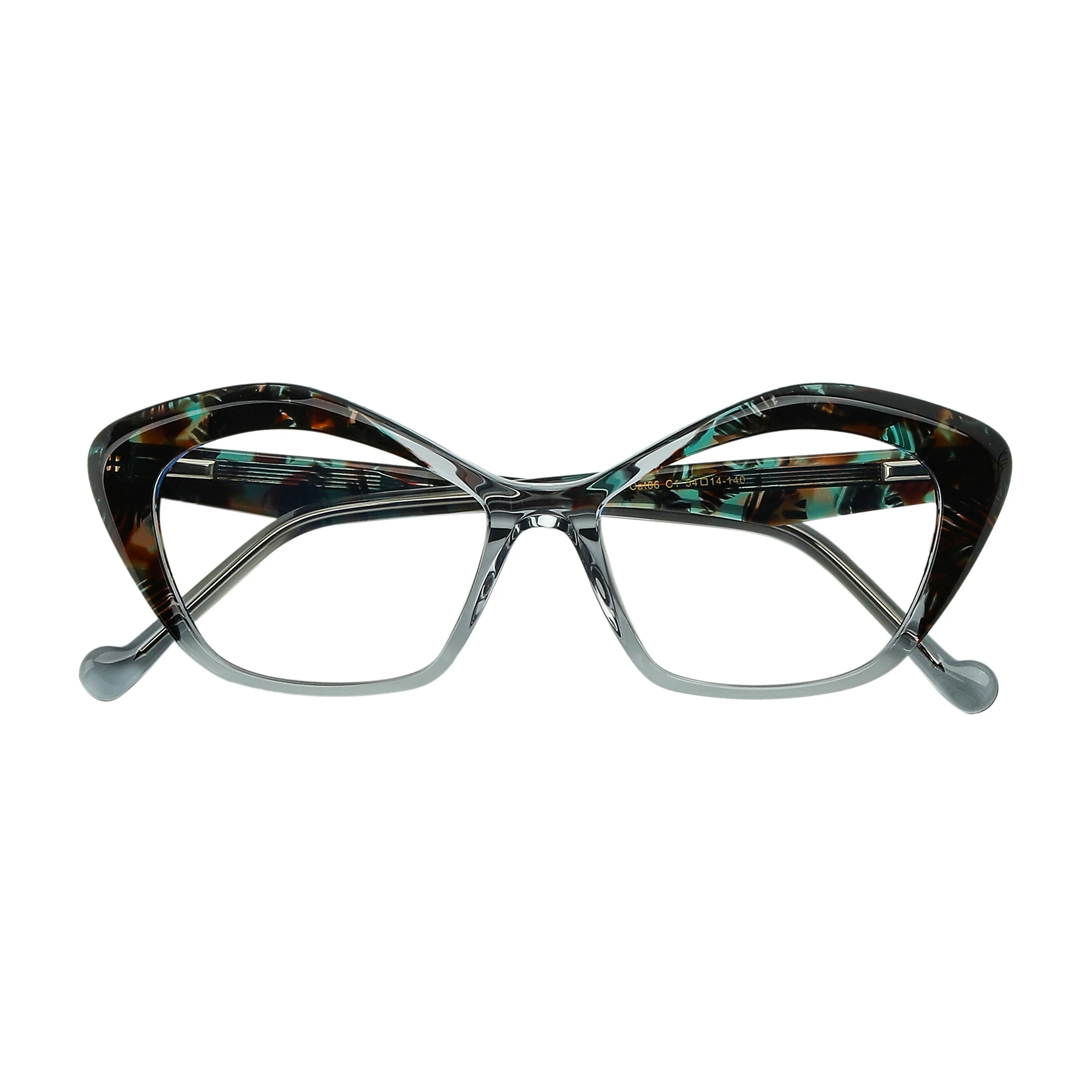 Bingkai Optik Motif Macan Tutul Antik Kacamata Mata Kucing Fashion Wanita Bingkai Asetat Desain Mewah Engsel Logam Lensa Bening