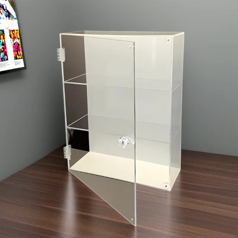 Clear Acrylic Display Case  3 Layer Desktop Storage Box Cabinet Organizer for storing lipstick, perfume and cosmetics，Anime Doll