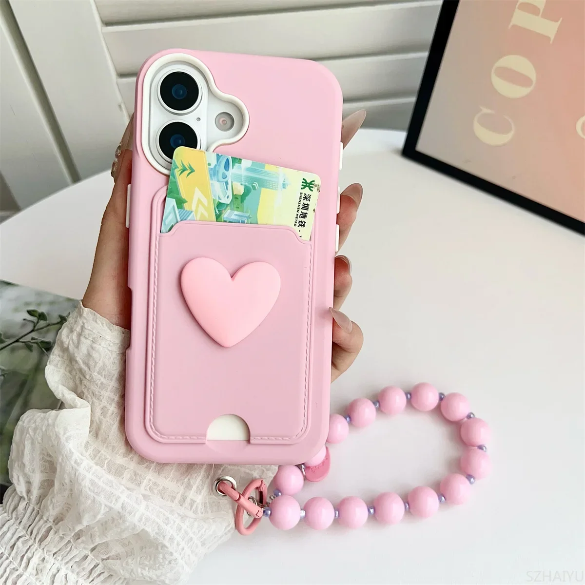 3-in-1-Handyhülle aus weichem Silikon mit Handschlaufe für iPhone 11, 12, 13, 14, 15, 16E, 16 Pro Max Plus mit Kartenhalter-Schutzhülle
