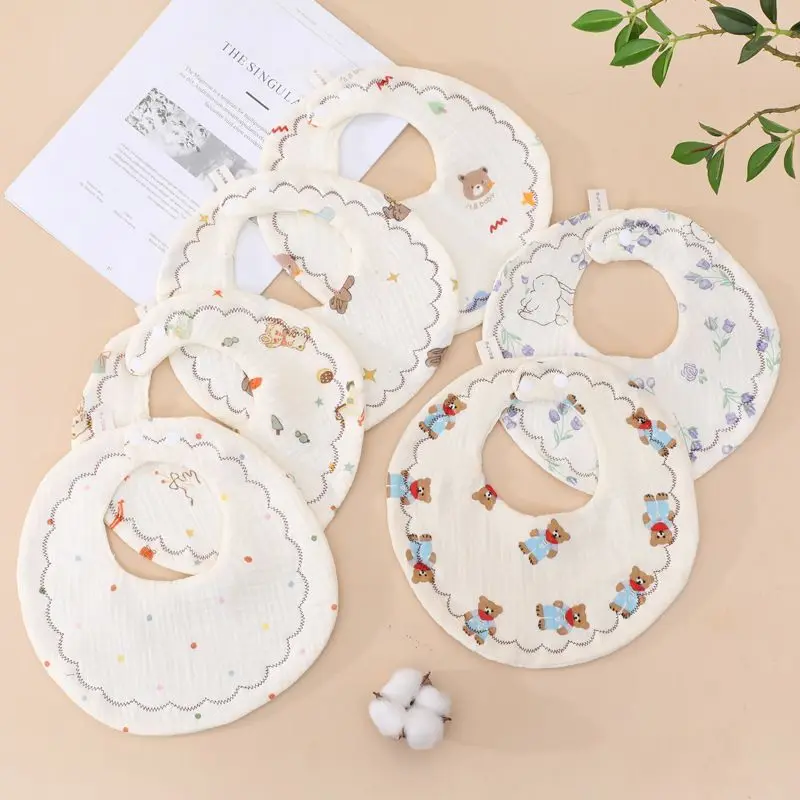 

Baby drool towel Swivel bib Children's drool pocket Round cotton absorbent baby bib