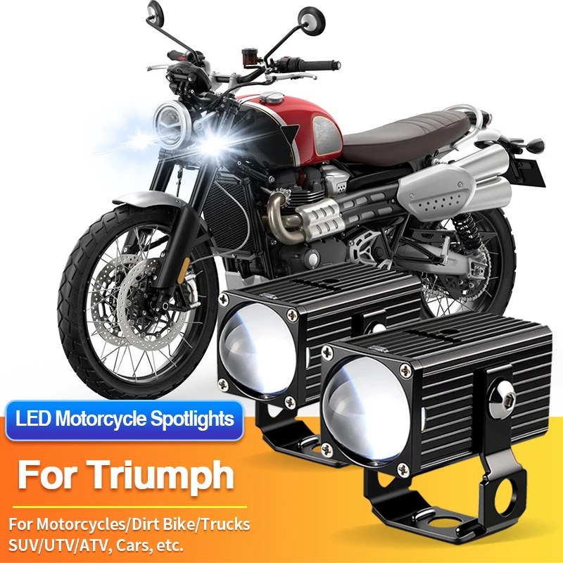 1/2PCS LED Universal Motorcycles Headlights White Fog Light UTV ATV 12V for Triumph Bonneville/Rocket 3/Scrambler 900/1200XE
