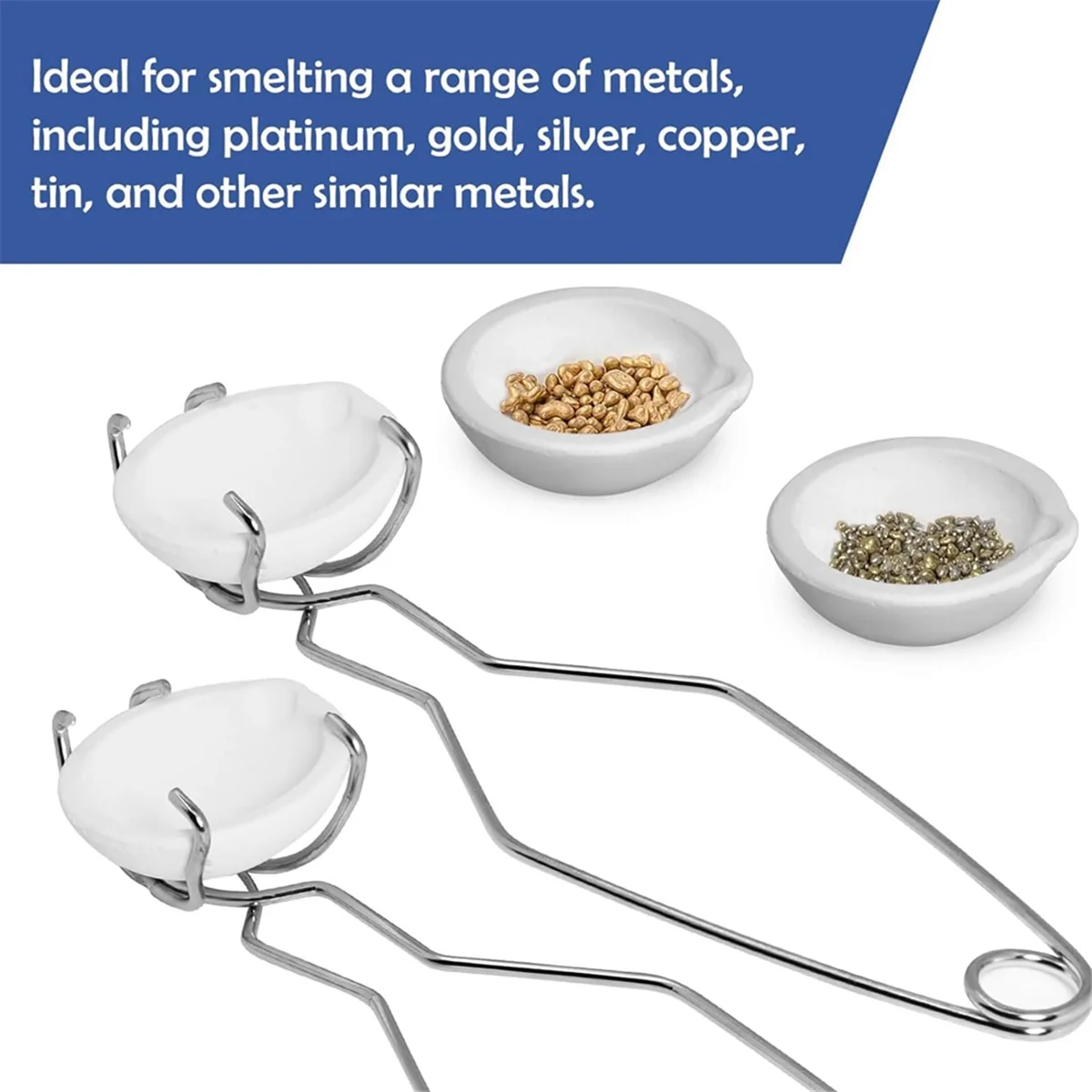 طقم صب الذوبان HHTL 8 قطع، من بوتقات كوارتز 2.3 بوصة وبوتقات كوارتز 2.8 بوصة، مقبض مشبك السوط 2A