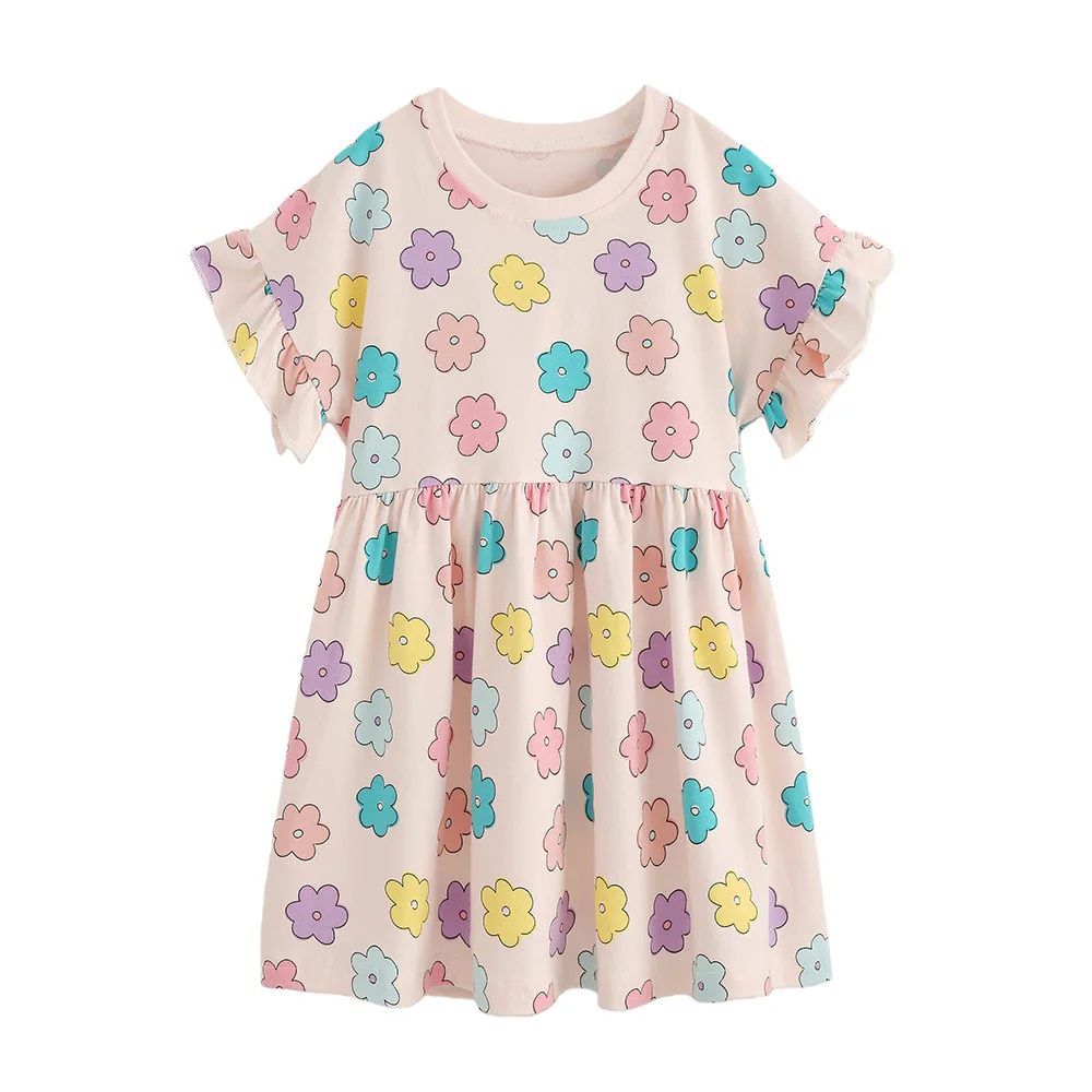 Sommerkleid mit Blumenmuster für Mädchen, 3-8 Jahre, Kurzarm, Party, Geburtstag, Kinderkostüm, Baby-Mädchen-Outfit