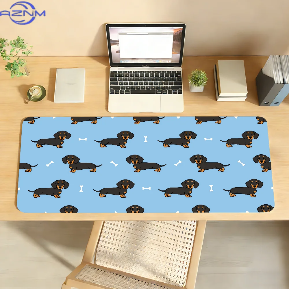 Alfombrilla de Ratón con Diseño de Perrito Dachshund, Antideslizante, con Borde Cosido, Accesorios para PC y Portátil, Alfombril
