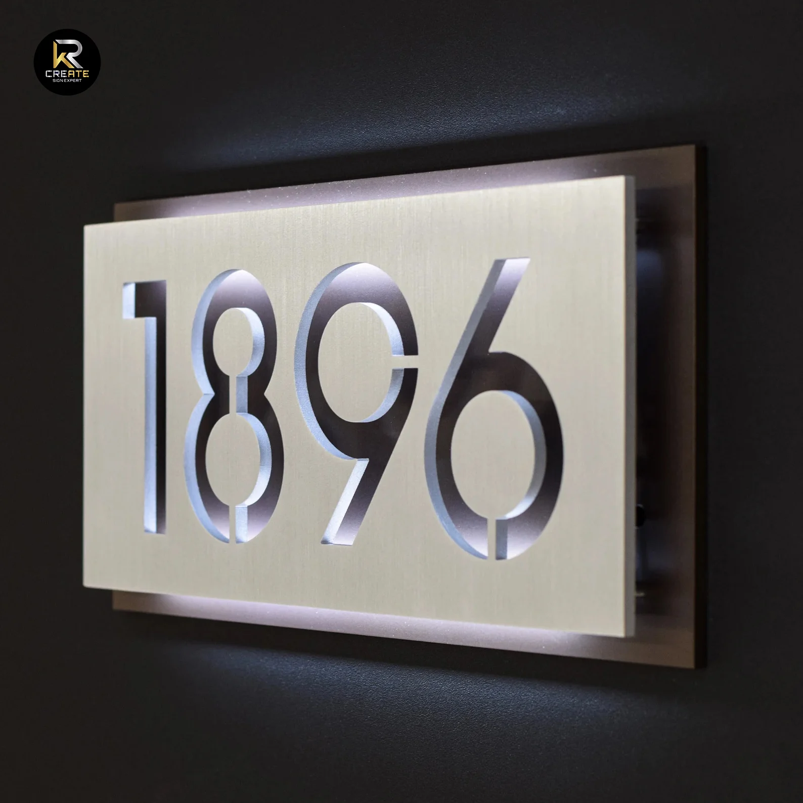 

Custom Villa Hotel High End Waterproof 3D LED Illuminated Address Sign Stainless Steel Backlit House Number Light Plate Signage