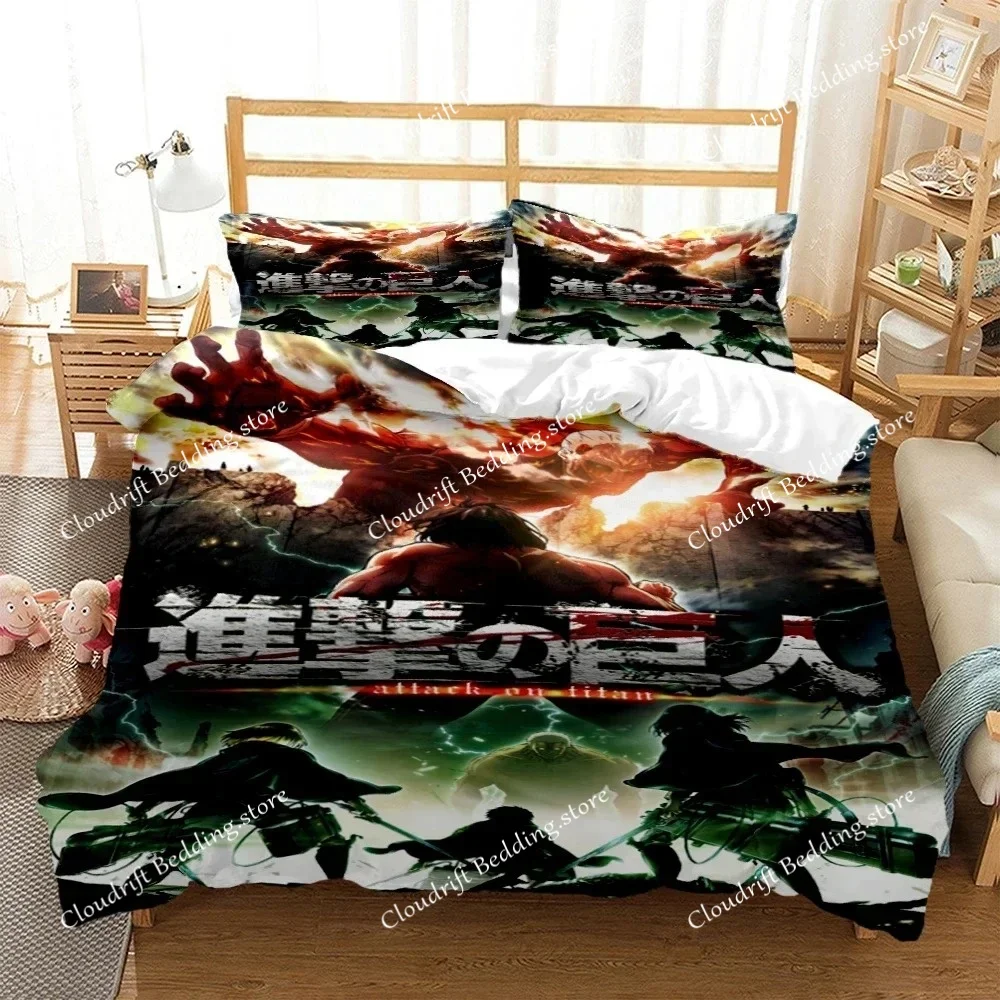 Japanese Anime Attack On Titan Bedding Sets Boys Covers Boys Duvet Cover Set For Teens Bedding Set cover&Pillowcase