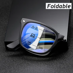 Foldable Multifocal Progressive Reading Glasses New Blue Light Blocking Far Near Eyewear Men Women Vintage Presbyopic Eyeglasses