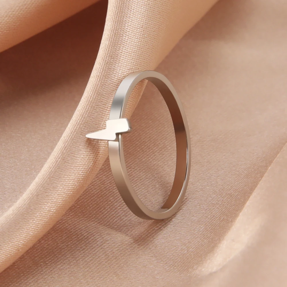 Kkjoy Fashion Silver Color Stainless Steel Airplane Love Couple Set Ring For Women Lightning Adjustable Jewelry Gift Wholesale