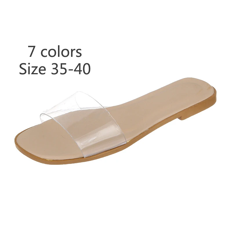 Summer Sandals Women Flip Flops Flats Transparent Slippers Fashion Sexy Dress Party Casual Open Toe Shoes PVC Slides wholesale40