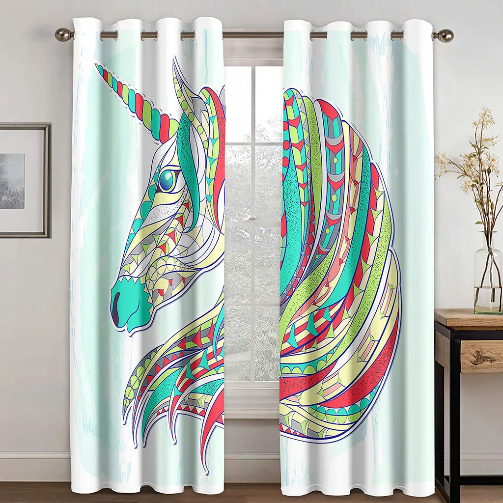 Dream Rainbow Horse tema 3D stampato ragazze camera da letto decorazione ombreggiatura panno soggiorno camera da letto balcone tende finite per la