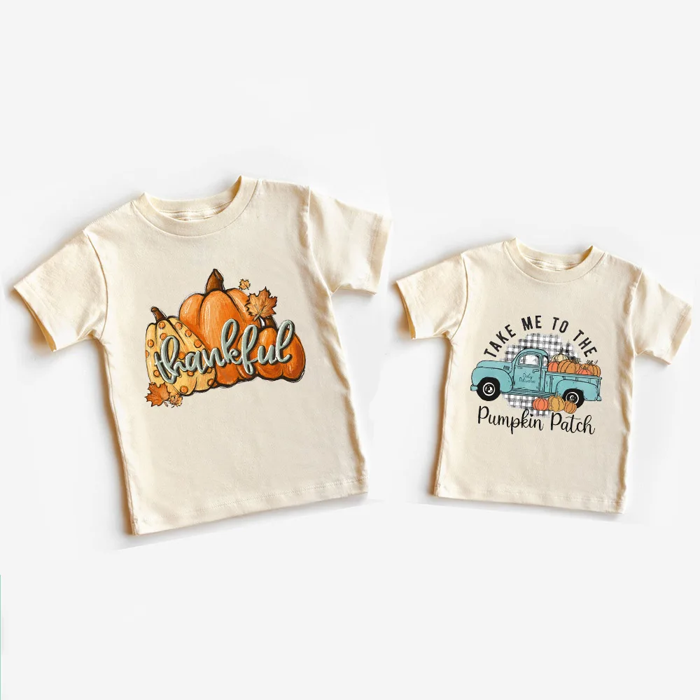 

Fall Pumpkin Shirt Fall Season Toddler & Youth Shirts Thanksgiving Kids Tee Autumn TShirt for Kids Vintage Natural Toddler Tee