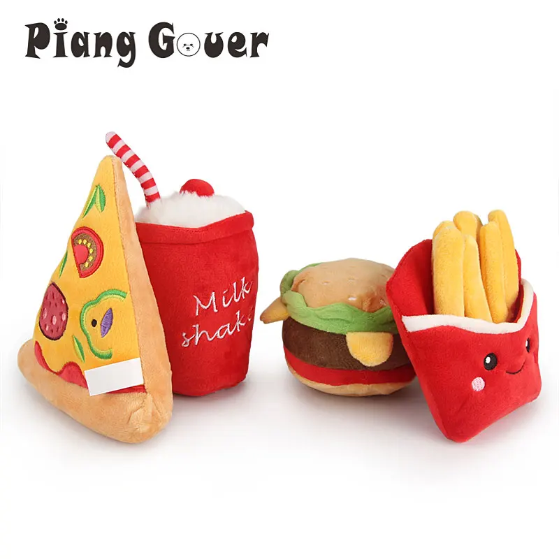 Fries Burger Shape Small Dog Toy Pizza Puppy Sound Pet Toy Dogs Chew Squeak Toys