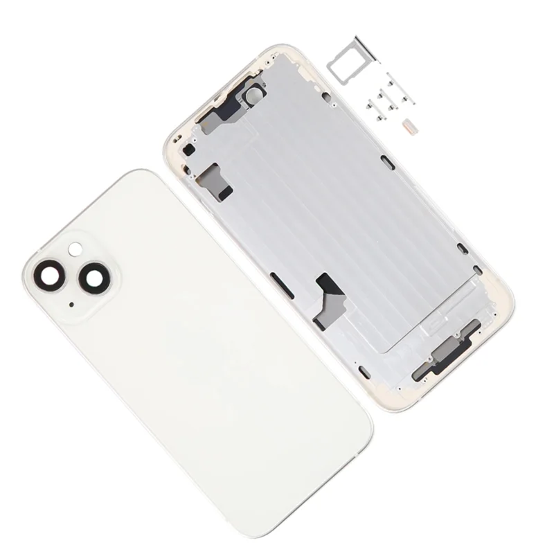 

HJ-батарея, новый задний корпус для Iphone 14, задняя крышка корпуса + средняя рамка корпуса + лоток для SIM-карты + боковой ключ, белый