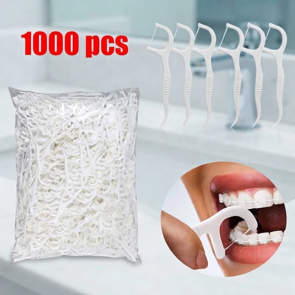500/1000 Stück Mint Zahnseide-Sticks für Erwachsene, ultrafeine Zahnseide, Heimset, tragbare Zahnseide-Box