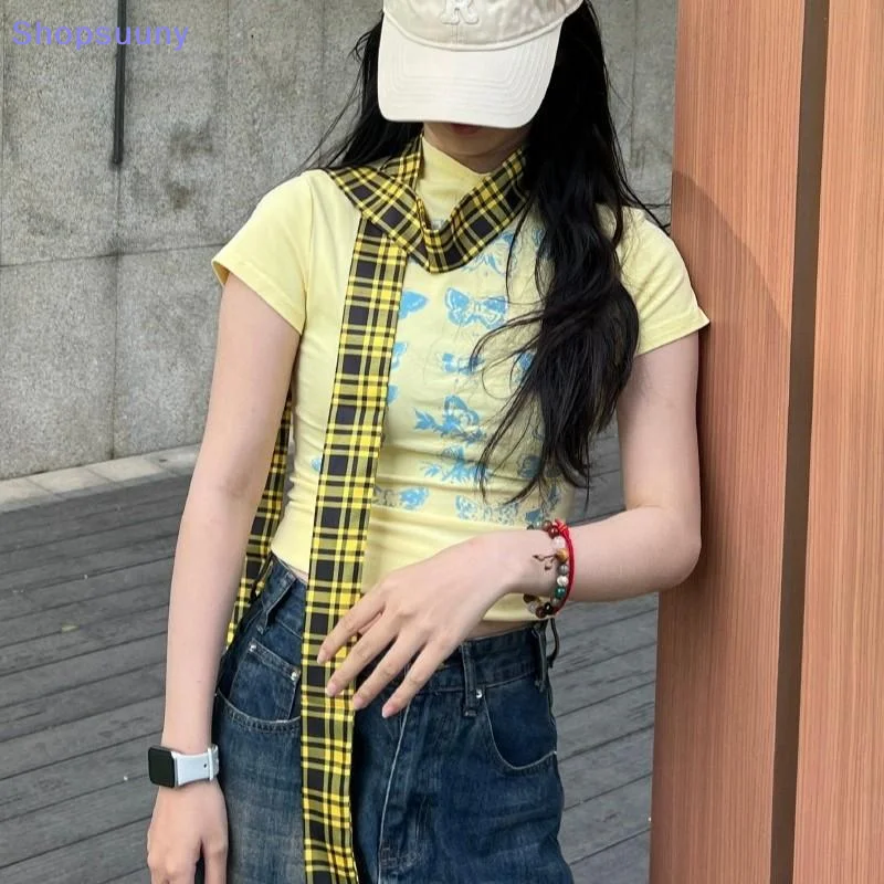 [SU]Long  Plaid Waist Belt With Jeans Necktie Scarf Decorative Accessory Personality Trendy Hairband Fashionable Accessory[SU]