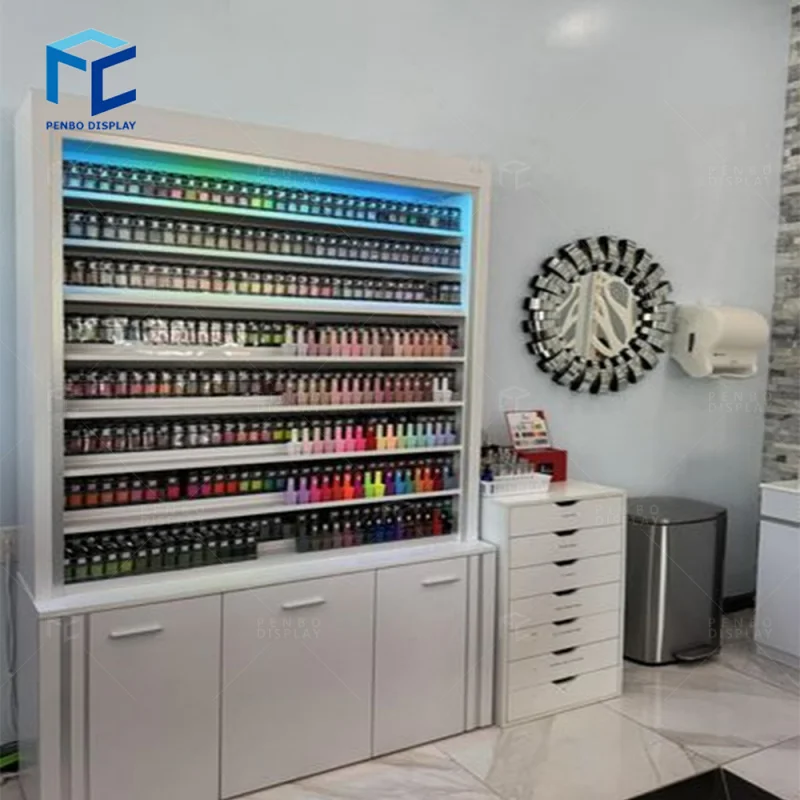 

2025customized.2025 Nail Polish Shelf Display Wall Beauty Products Display Cabinet Nail Polish Rack Nail Salon Display Shelv