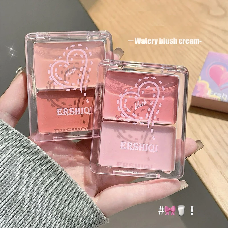 La crème fard à joues bicolore légère à l'eau illumine naturellement la palette rouge tridimensionnelle pour les yeux et les joues, double usage